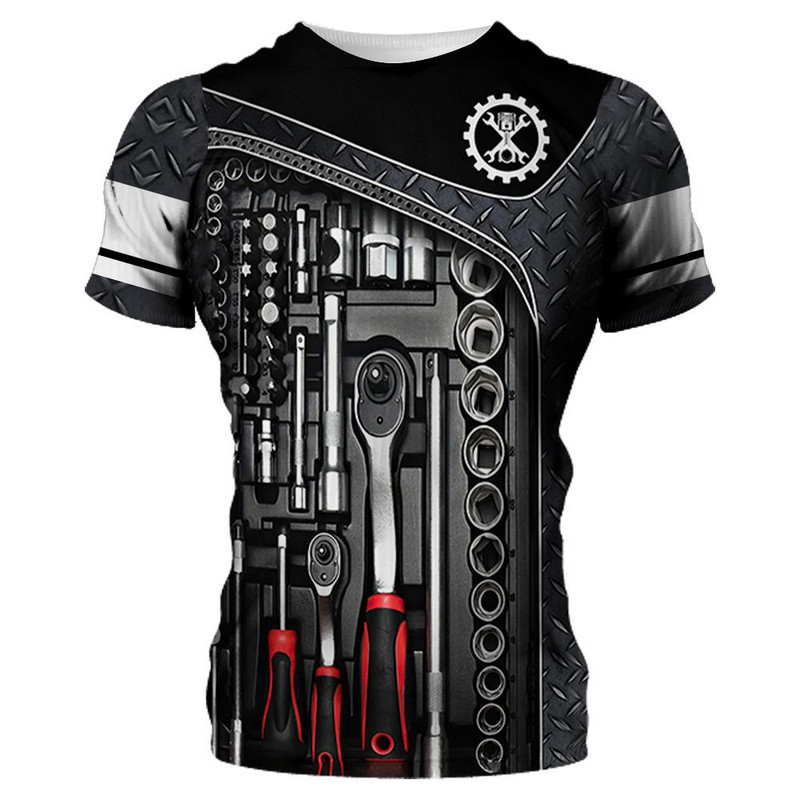 Ljetne muške strojne majice s kratkim rukavima Fashion Mechanic 3D sveobuhvatne majice s printom Unisex široke majice s kratkim rukavima Ulična odjeća Ležerna sportska majica 6XL
