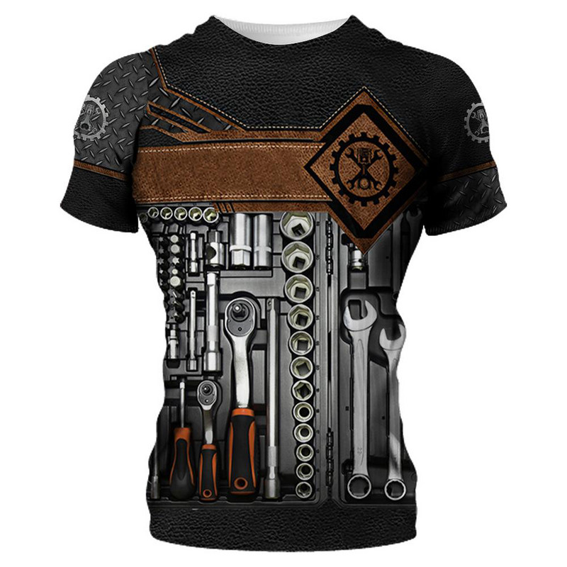 Ljetne muške strojne majice s kratkim rukavima Fashion Mechanic 3D sveobuhvatne majice s printom Unisex široke majice s kratkim rukavima Ulična odjeća Ležerna sportska majica 6XL