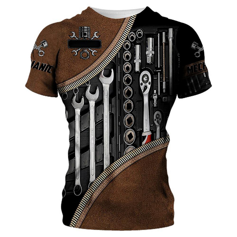 Ljetne muške strojne majice s kratkim rukavima Fashion Mechanic 3D sveobuhvatne majice s printom Unisex široke majice s kratkim rukavima Ulična odjeća Ležerna sportska majica 6XL