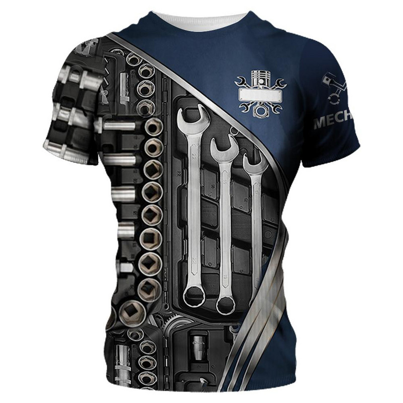 Ljetne muške strojne majice s kratkim rukavima Fashion Mechanic 3D sveobuhvatne majice s printom Unisex široke majice s kratkim rukavima Ulična odjeća Ležerna sportska majica 6XL