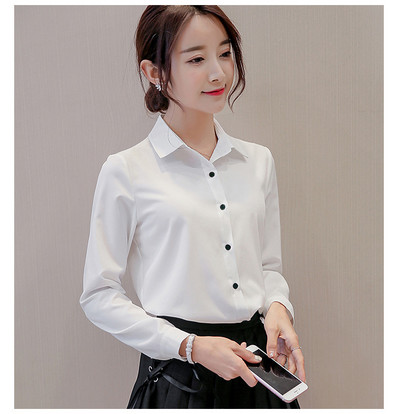 Blusas Mujer De Mod Μπλούζες μακρυμάνικο πέτο Λευκή μπλούζα γραφείο Γυναικείες μπλούζες εργασίας Μόδα ρούχα Blusas γυναικεία πουκάμισα B101111