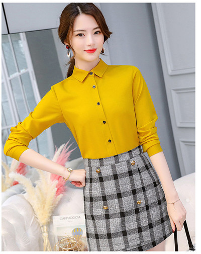 Blusas Mujer De Mod Μπλούζες μακρυμάνικο πέτο Λευκή μπλούζα γραφείο Γυναικείες μπλούζες εργασίας Μόδα ρούχα Blusas γυναικεία πουκάμισα B101111