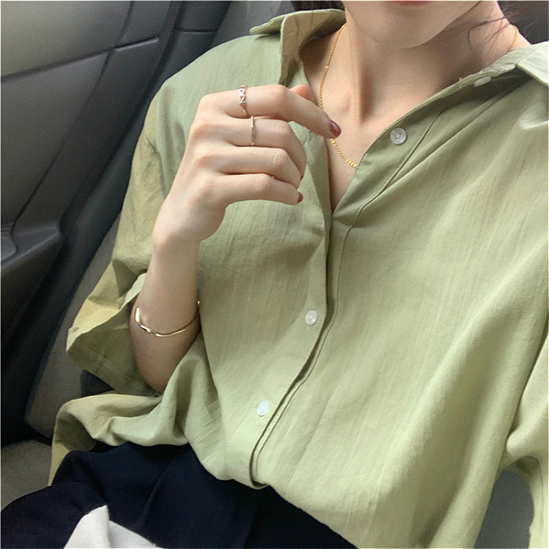 Bluze Cămăși Femei Vară All-match Solid Proaspăt Harajuku Casual Lejer Subțire Vintage Moda Simplu Femei Fete Chic Elegant