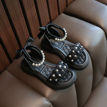 Летни сандали за момичета 2023 г. Нови универсални танцови обувки PU кожени меки неплъзгащи се ежедневни обувки на клин с мъниста за принцеса G04263