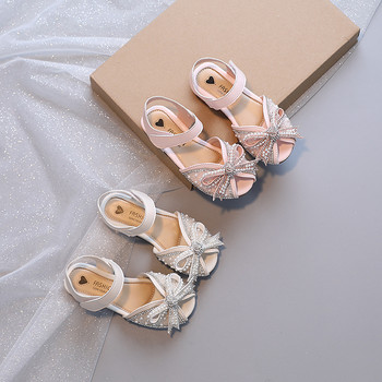 Сандали за момичета Детски модни ниски токчета Детски летни парти обувки за принцеси Ежедневни обувки с панделка Сандали за момичета със страз F04142