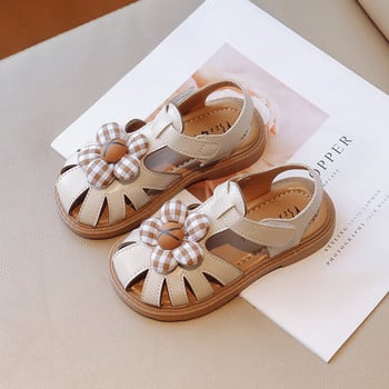 2023 Висококачествени сандали за момичета Flower Sweet Soft Детски плажни обувки Детски сладки летни флорални сандали Princess Fashion G04152