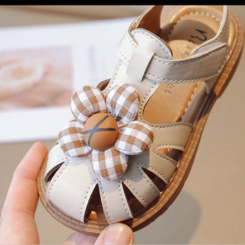 2023 Висококачествени сандали за момичета Flower Sweet Soft Детски плажни обувки Детски сладки летни флорални сандали Princess Fashion G04152