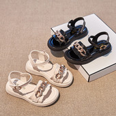 2023 Νέα επώνυμη αλυσίδα σχεδιαστών καλοκαιρινά σανδάλια για κορίτσια Παντός αγώνα Princess Παιδικά παπούτσια για κορίτσια Φοιτητικά παπούτσια Flat Heel G02231