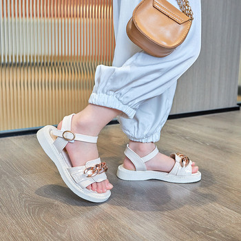 2023 Нова марка Дизайнерска верига Летни сандали за момичета Универсални детски обувки на принцеса за момиче Сандали Студентски обувки с плосък ток G02231