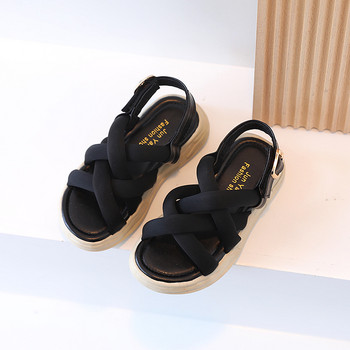 2022 Νέα Macaron Color Παπούτσια παραλίας για παιδικά κορίτσια με σταυρωτά φλατ σανδάλια Gladiator για αγόρια παπούτσια Slides Μαλακό χοντρό κάτω F04171
