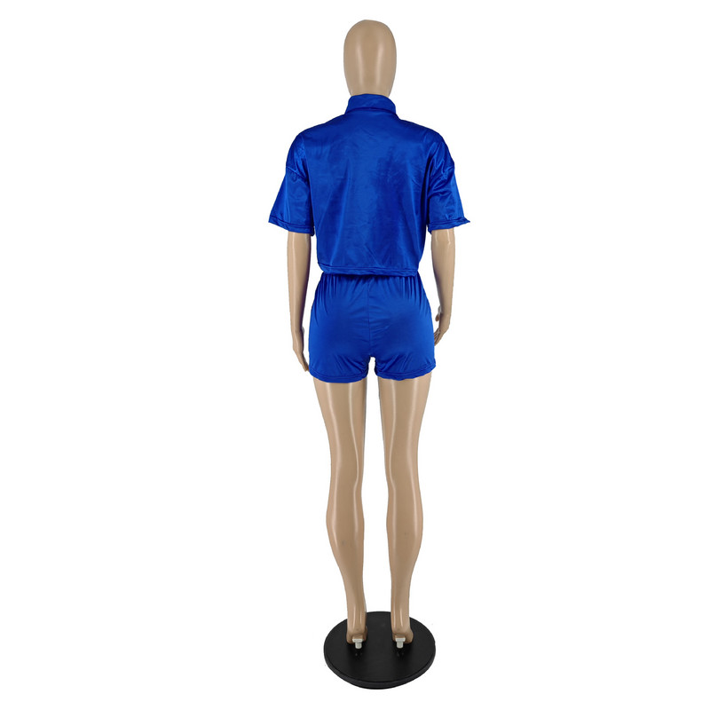Trening casual femei Biker Set 2 piese Cămașă cu elasticitate + Pantaloni scurti Costum sport Culoare uni asortate Costum pentru motociclist Tinuta haine