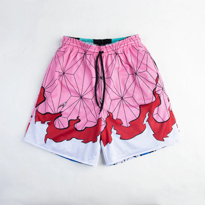 Pantaloni scurți anime Bărbați, femei, Demon Slayer, imprimare 3D, pantaloni scurți de gimnastică, plasă, uscare rapidă, pantaloni scurti, pentru antrenament de fitness, alergare, vară