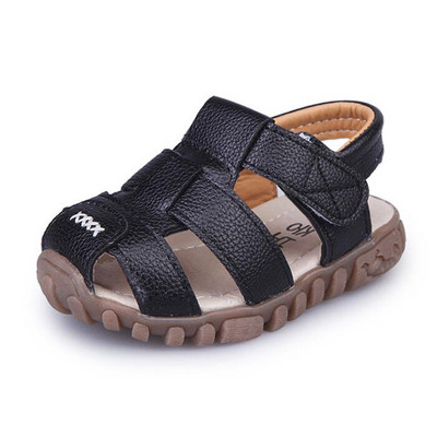 Размер 21-30 Сандали за малко момче Детски летни плажни обувки Момчета Сандали от мека PU кожа със затворени пръсти