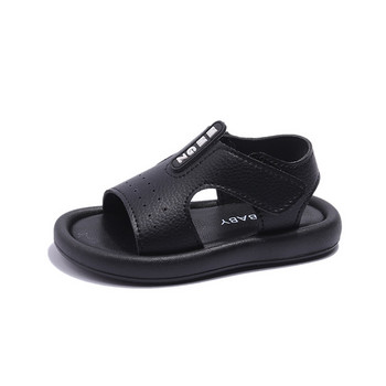 Черни летни спортни сандали за момче Детско меко дъно с нехлъзгащо се отворени пръсти Бежови Ежедневни плажни обувки за момиче Детски равни обувки G04112