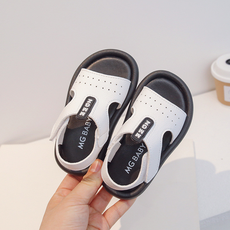 Sandale sport negre de vară pentru băiat, cu fund moale, anti-alunecare, cu vârf deschis, bej, pentru fată, pantofi de plajă casual, încălțăminte pentru copii, G04112