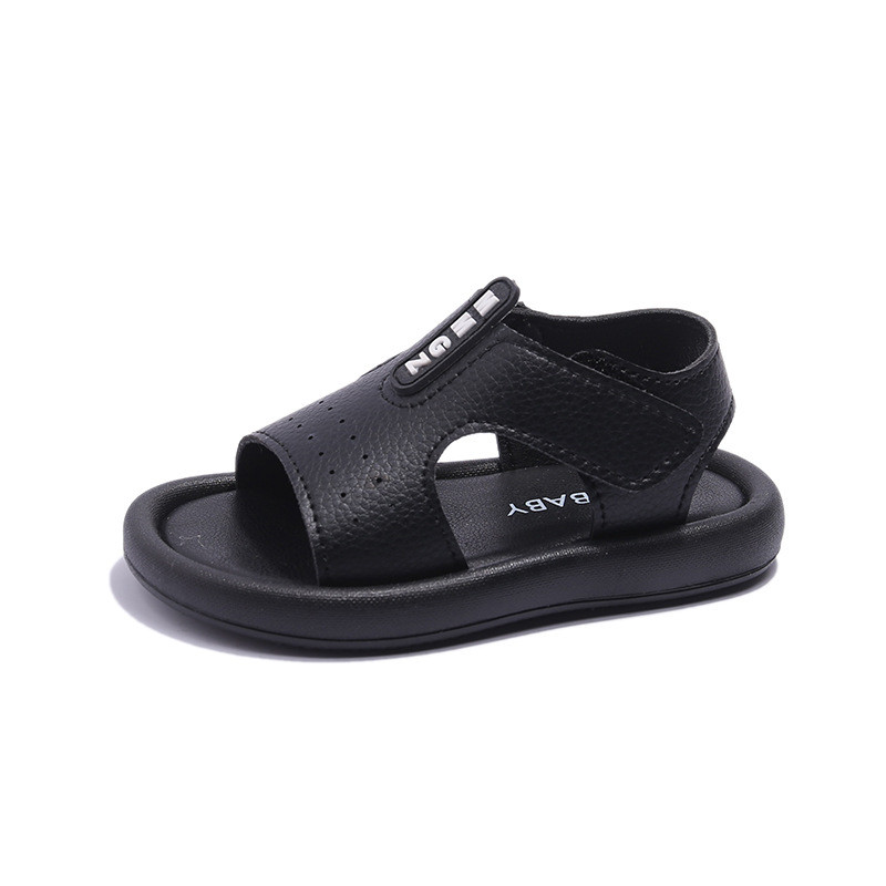 Sandale sport negre de vară pentru băiat, cu fund moale, anti-alunecare, cu vârf deschis, bej, pentru fată, pantofi de plajă casual, încălțăminte pentru copii, G04112