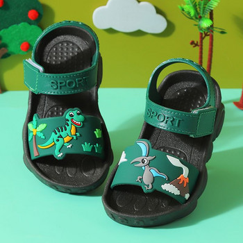 Сандали за момче Летни нови неплъзгащи се плажни обувки с анимационни динозаври Отворени детски сандали Универсални детски обувки за момче, студент