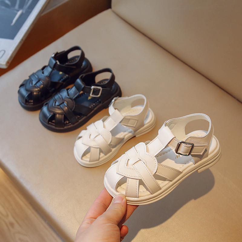 Παιδικά παπούτσια με μαλακή σόλα Καλοκαιρινό λουράκι T με κλειστά δάχτυλα Παιδικά παπούτσια αγάπης για κορίτσια Πλεκτά Princess Αντιολισθητικά σανδάλια παραλίας G03291