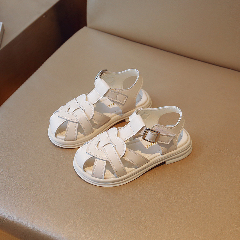 Παιδικά παπούτσια με μαλακή σόλα Καλοκαιρινό λουράκι T με κλειστά δάχτυλα Παιδικά παπούτσια αγάπης για κορίτσια Πλεκτά Princess Αντιολισθητικά σανδάλια παραλίας G03291