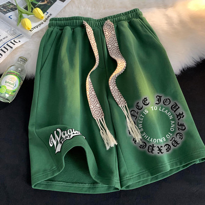 Pantaloni scurți de vară 2023 pentru bărbați, modă coreeană, pantaloni scurți verzi, Harajuku High Street, îmbrăcăminte pentru bărbați, pantaloni scurți, acasă, pantaloni
