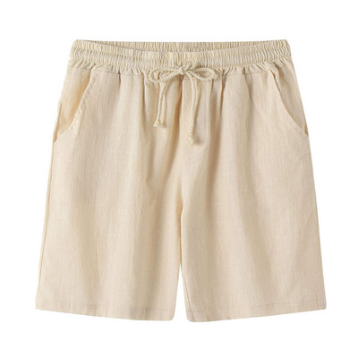 Pantaloni scurți subțiri de primăvară pentru bărbați, pantaloni de trening Tether din bumbac și in pentru alergare, fitness, haine pentru bărbați