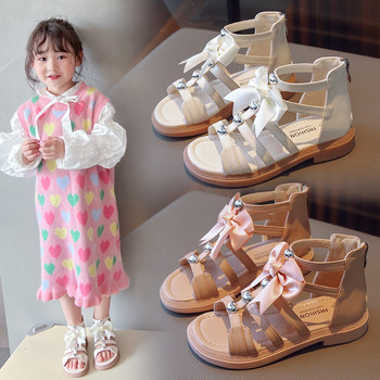 Летни детски сандали за момичета Гладиаторски панделки Обувки за принцеса Сърце Нехлъзгащи се дишащи модни детски сандали за момичета G03263