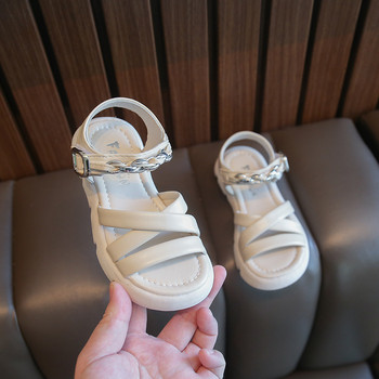 2023 Fashion Chain παπούτσια για παιδικά κορίτσια Μαύρα μπεζ καλοκαιρινά παπούτσια παραλίας για κορίτσια με μαλακό κάτω μέρος Παιδικά παπούτσια Princess sandals G02173