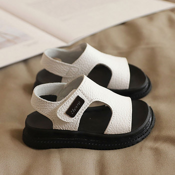 Летни плажни сандали за момчета Корейски стил 2023 Модни детски обувки PU кожа Нехлъзгащи се детски обувки с мека подметка