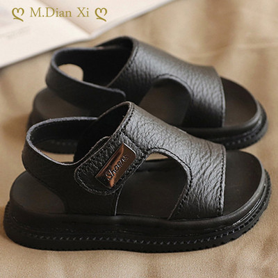 Summer Beach Sandals For Boys Korean Style 2023 Fashion Children Footwear PU Leather Anti-slippery Soft-soled Kid`s Shoes