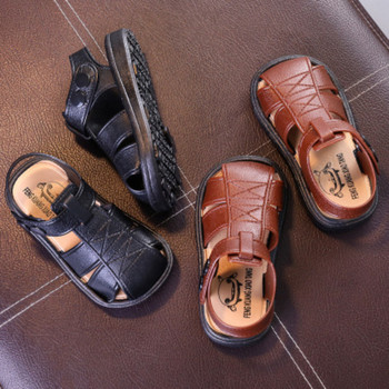 Нови сандали за момчета Мека кожа със затворени пръсти Бебешки летни обувки за момчета и момичета Детски плажни обувки Спортни детски сандали