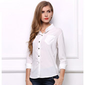 2019 Casual Femei Bluze Maneca lunga Camasa alba Bluza din sifon