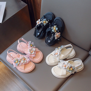Сладки и сладки сандали с волани от тюл и елегантни пързалки на принцеса Студентски обувки на танкетка с платформа Момиче G04182