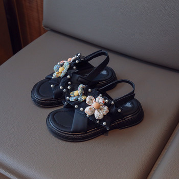 Сладки и сладки сандали с волани от тюл и елегантни пързалки на принцеса Студентски обувки на танкетка с платформа Момиче G04182