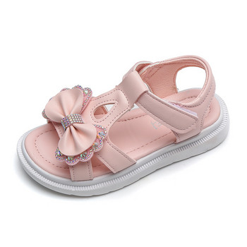 Сандал за момиче, детски, летни, елегантни, парти плажни обувки със страз, принцеса, сладки ученически обувки с панделка за деца с плосък ток F05201