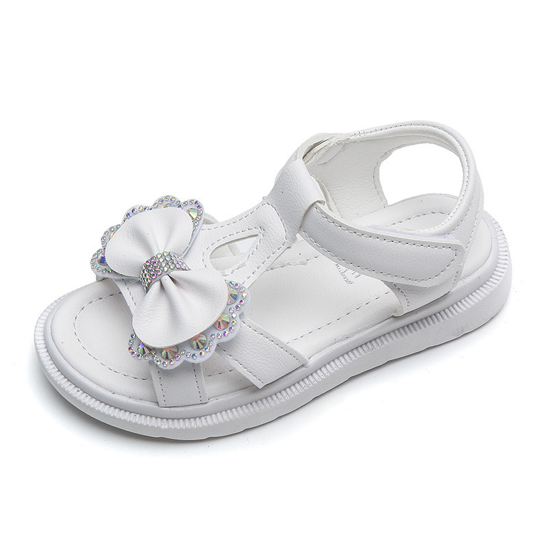 Fată Sandală Copil Vară Elegantă Bling Strasuri Petrecere Printesă Pantofi de plajă Drăguț Bowknot Pantofi de școală pentru copii Toc plat F05201
