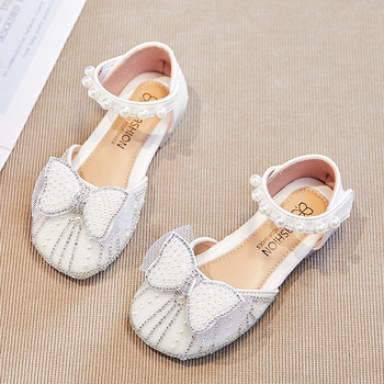 Удобни за града сандали на принцеса за момичета Модни обувки за рожден ден с панделка с перлени кристали Момиче Нови плажни обувки за пътуване G05172