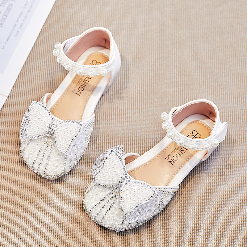 Városbarát Princess szandál lányoknak Strasszkő gyöngy masni divat Születésnapi buli Cipők Lány Új utazás Strand lábbeli G05172