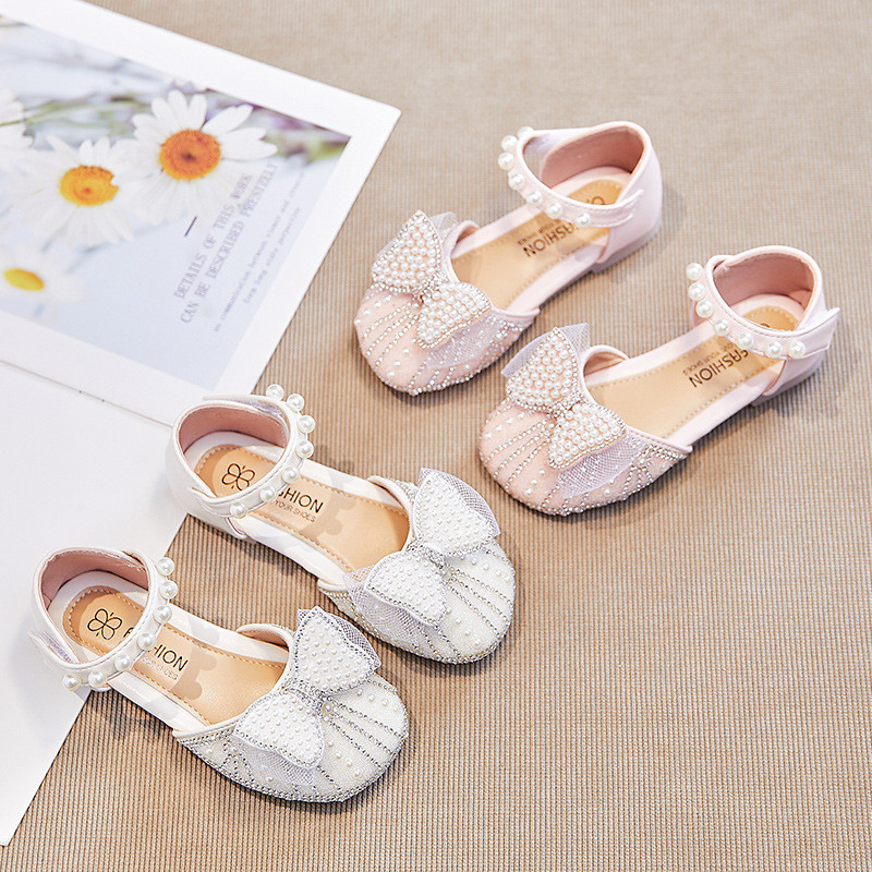 Városbarát Princess szandál lányoknak Strasszkő gyöngy masni divat Születésnapi buli Cipők Lány Új utazás Strand lábbeli G05172