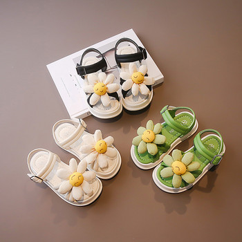 Големи слънчогледови декорации Сандали за малки момичета Сладки летни детски обувки на платформа Студентски сладки ваканционни сандали G04281