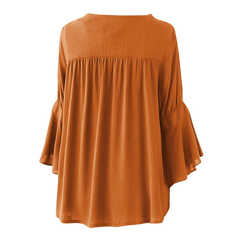 Topuri și bluze pentru femei la modă Cămașă cu mâneci trei sferturi, ocazional, cu decolteu în V Topuri largi, simple, Eleganckie Bluzki Damskie#p3