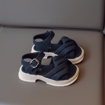 2023 Летни детски плъзгачи Кръстосано вързани сандали за момиче с кръгли пръсти 23-36 Леки детски плоски обувки на платформа G04144