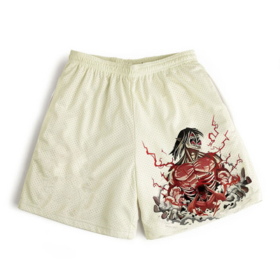 Japanske anime kratke hlače za trčanje, ljetne kratke hlače za plažu, široke, ležerne dnevne kratke hlače za teretanu za muškarce, kratke hlače za trčanje s 3D vragovim printom