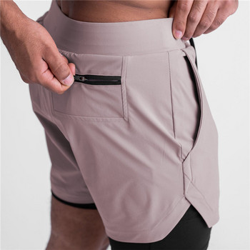 Нови къси панталони за бягане Мъжки с подплата 2022 Летни бързосъхнещи спортни шорти за фитнес Мъжки къси панталони 2 В 1 Фитнес тренировки Спортни шорти Мъжки