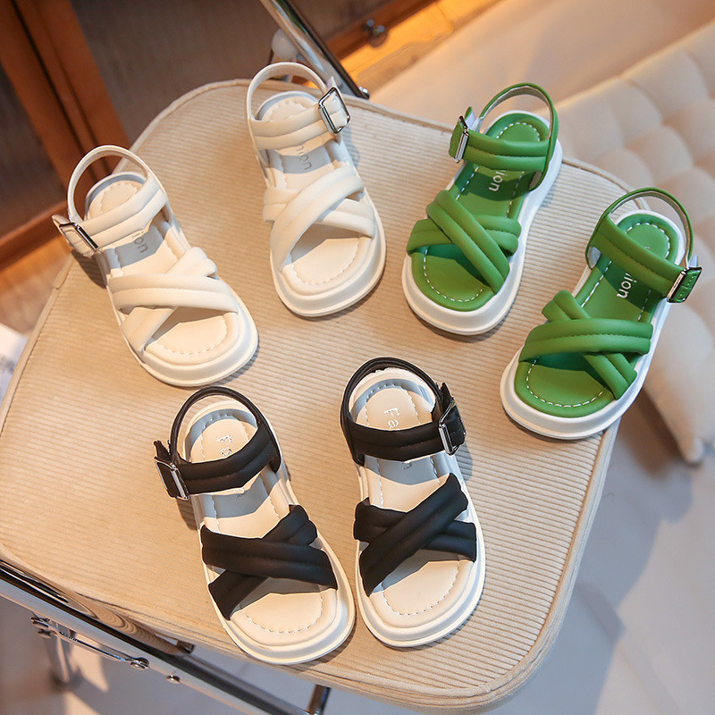 Little Kids Sandals 2023 Summer Παιδικά Μονόχρωμα Υπαίθρια Παπούτσια Παραλίας Φοιτητικά Κοριτσίστικα Μαλακή σόλα Αντιολισθητική Αντιολισθητική Σόλα G05143