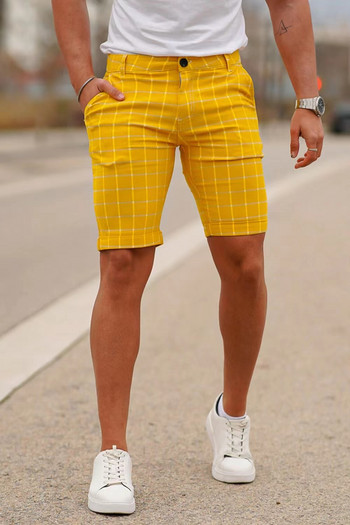Мъжки модни 2023 г. Нови карирани плажни хавайски ежедневни тенденции Камуфлажни военни шорти Bermuda Висококачествено улично облекло