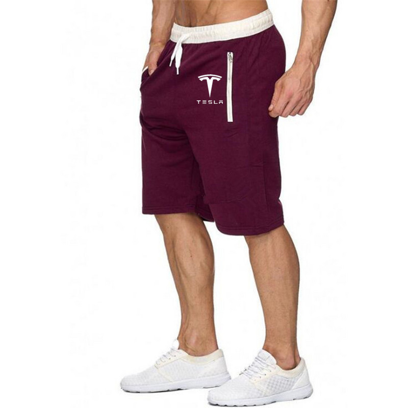 Reducere de vară Pantaloni scurți de alergare pentru bărbați 2023 Pantaloni scurți de alergare pentru bărbați, cu imprimeu cu logo Tesla Motors, pentru bărbați.
