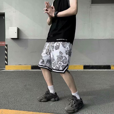 HipHop Σορτς Ανδρικά Μπαντάνα Μεγάλο Χαλαρό Κορδόνι Καλοκαιρινό Κοντό Ανδρικό Hip Hop ίσιο καθημερινό κοντό παντελόνι παραλίας 2023