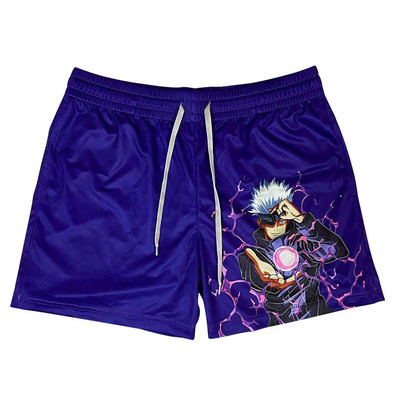 Jujutsu Kaisen Anime rövidnadrágok Férfi Manga Sport rövidnadrágok Gym Fitness Itadori Yuji 3D nyomtatás Gyorsan száradó hálós nagyméretű deszka rövidnadrágok
