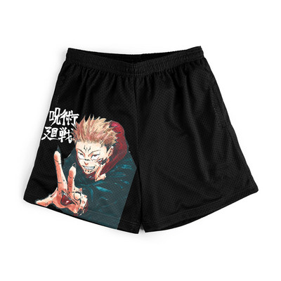 Jujutsu Kaisen Anime rövidnadrágok Férfi Manga Sport rövidnadrágok Gym Fitness Itadori Yuji 3D nyomtatás Gyorsan száradó hálós nagyméretű deszka rövidnadrágok