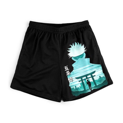 Jujutsu Kaisen Anime rövidnadrágok Férfi Manga Sport rövidnadrágok Gym Fitness Itadori Yuji 3D nyomtatás Gyorsan száradó hálós nagyméretű deszka rövidnadrágok